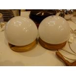 Pair of glass bowl table lamps