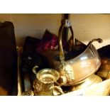 Box of mixed items including brass,