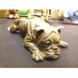 Royal Worcester bronze by Doris Lindner of a lazy bulldog