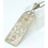 Silver ingot pendant and chain