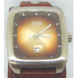 Gents large Storm wristwatch on brown leather strap,