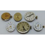 Six mixed Accurist wristwatch movements