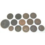 Six Victoria young head farthings and other coins