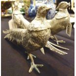 Three silver plated pheasants