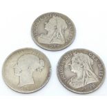 Three Victoria half crowns 1883,