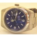 Gents Rotary stainless steel wristwatch with blue dial