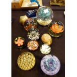 Collection of glass paperweights including Caithness