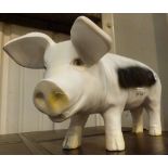 Black and White garden pig ornament,