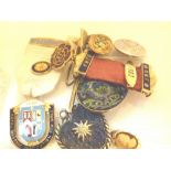 Box of Masonic and Union name badges