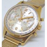 Yellow metal gents Ling 2 Prix wristwatch with matching strap marked 18K