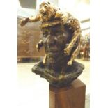 C1990 Bronze by Ed Isaacson, South Africa of an African Warrior Head 1/12,