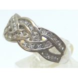 Sterling silver stone set Celtic ring,