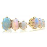 9ct gold opal three stone earrings