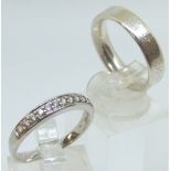 Two sterling silver rings, one stone set,