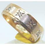 9ct yellow and white gold stone set band, RRP £200,