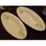 Clarice Cliff pair of Corn on the Cob bowls