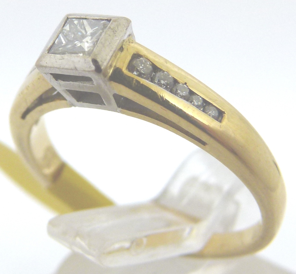 18ct gold princess cut diamond solitaire in diamond set mount, RRP £1500,