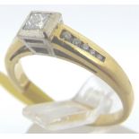 18ct gold princess cut diamond solitaire in diamond set mount, RRP £1500,