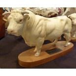 Beswick Connoisseur model Charolais Bull on a wooden base