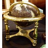 Brass mounted globe of semi precious stones