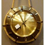 Diehl brass wall chime clock with gold rope hanger