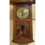 Westminster chime oak cased wall clock