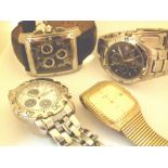 Four gents wristwatches, Louis Amden, Krug Bauman,