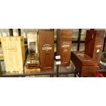 Collection of hand made wooden whisky presentation boxes and display mounts