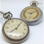 Two crown wind pocket watches,