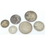 Six Commonwealth silver coins
