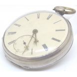 Hallmarked silver open face, key wind fusee movement pocket watch by Dundee Maker,