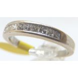 14ct white gold princess cut diamond half eternity ring, approximately 0.