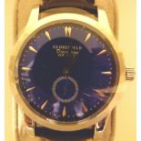 New boxed Globenfeld gents wristwatch with blue face and subsidiary seconds