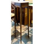 Edwardian inlaid walnut two tier torchere stand