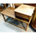 Vintage oak telephone table with single drawer