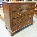 Georgian mahogany chest of two short over three long drawers with brass drop handles on bracket