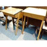 Two vintage lift top school desks