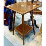 Edwardian square mahogany inlaid occasional table