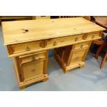 Pine twin pedestal desk