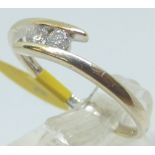 9ct white gold 2 stone set diamond ring,