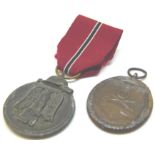 Two German WWII medals, West Wall Medal