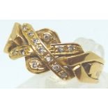 18ct yellow gold & diamond crossover rin