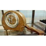 Wood mantle clock and barometer