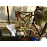 Brass six panel hanging lamp,