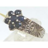 Sterling silver vintage sapphire cluster ring,