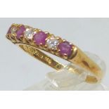 18ct gold ring with diamonds and rubies, 3g,