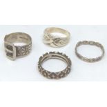 Four sterling silver rings
