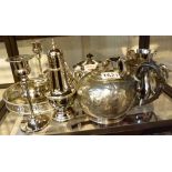 Collection of silver plated items including tea pots etc