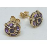 Pair of 9ct gold hallmarked amethyst earrings