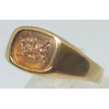 Welsh hallmarked 9ct gold gents ring with dragon, 6.